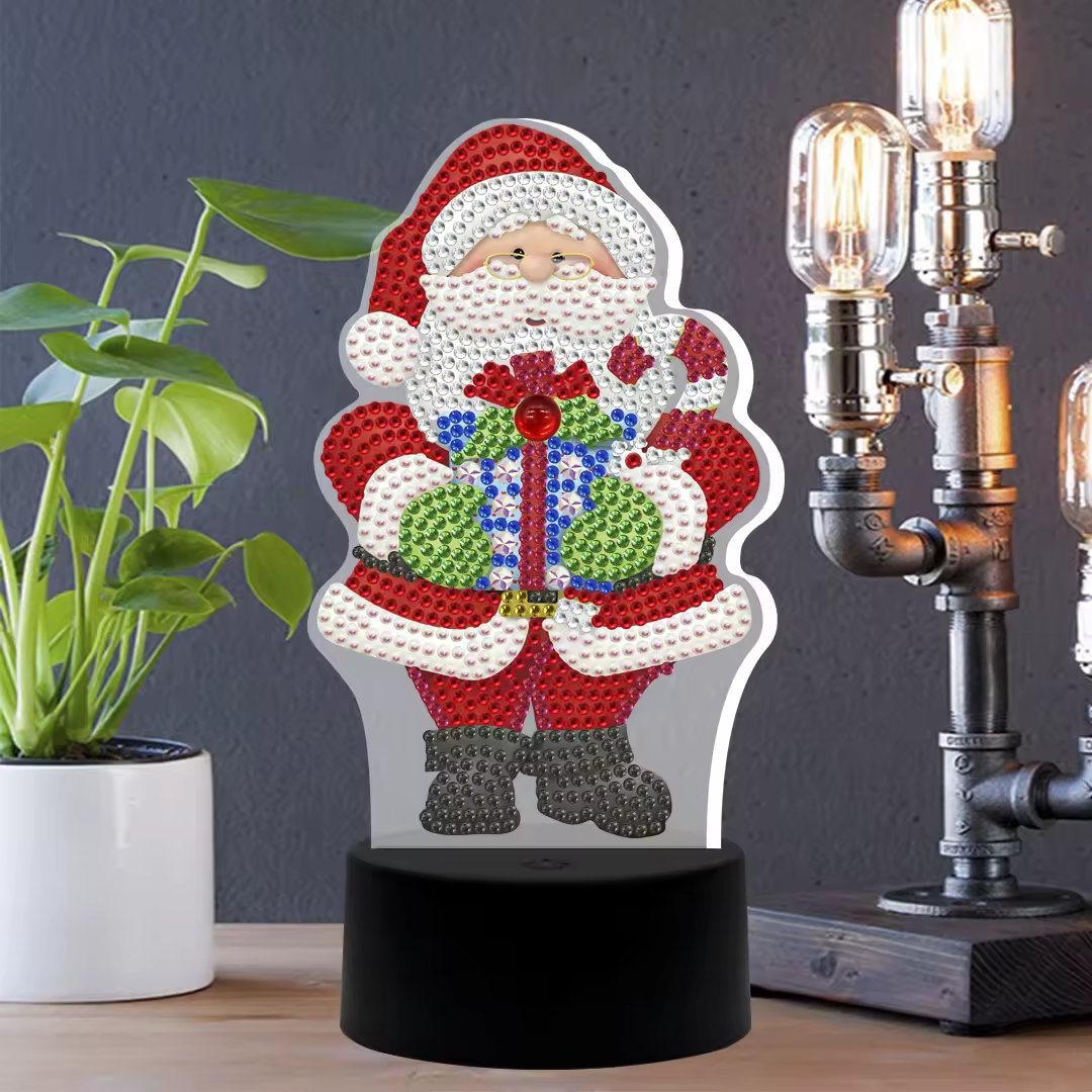 E-310 Table Decor 7-Color LED Christmas Ornament Lamp 3D DIY Diamond Painting Night Light