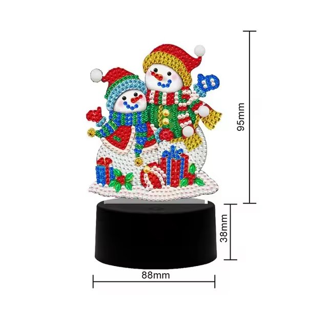 E-310 Table Decor 7-Color LED Christmas Ornament Lamp 3D DIY Diamond Painting Night Light