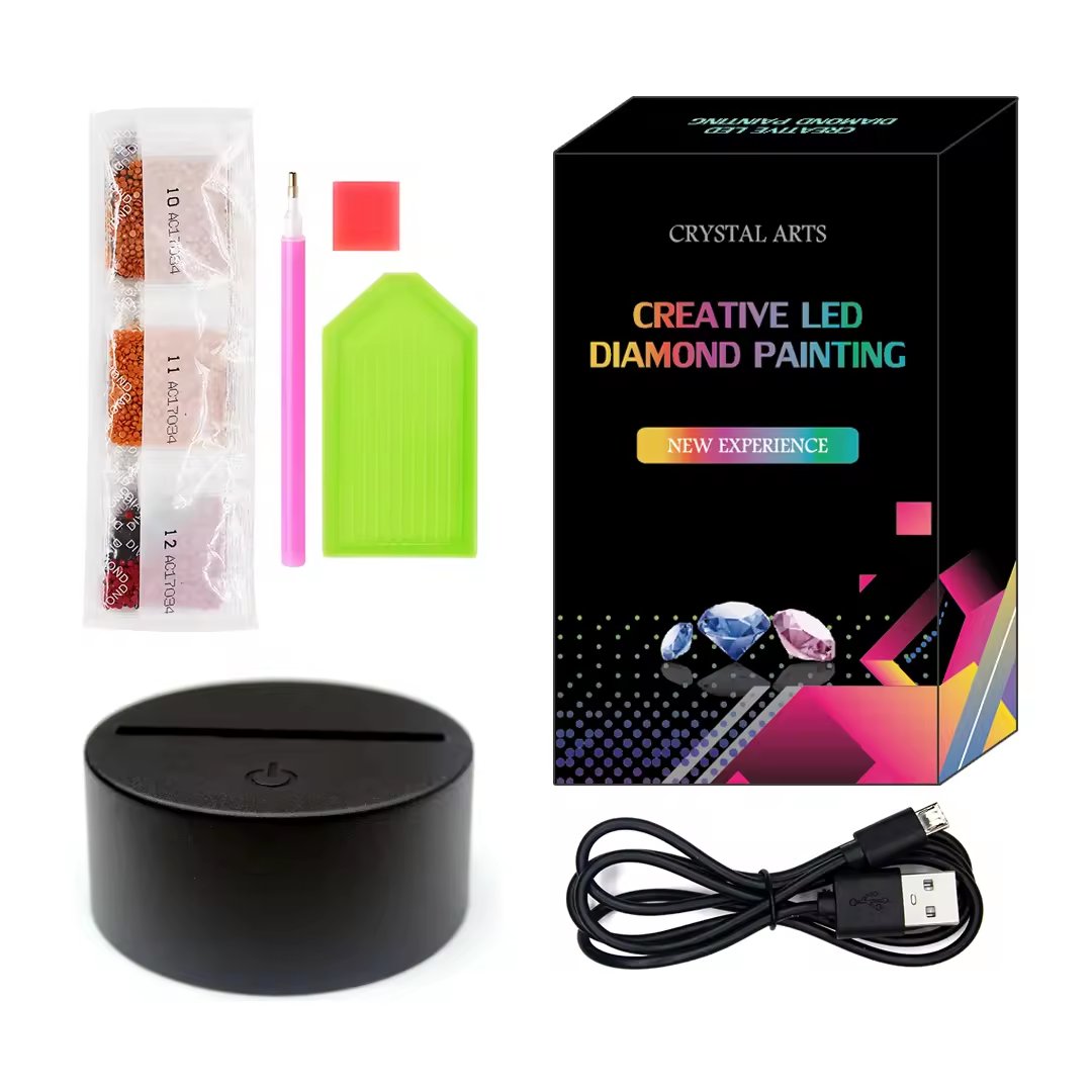 E-310 Table Decor 7-Color LED Christmas Ornament Lamp 3D DIY Diamond Painting Night Light