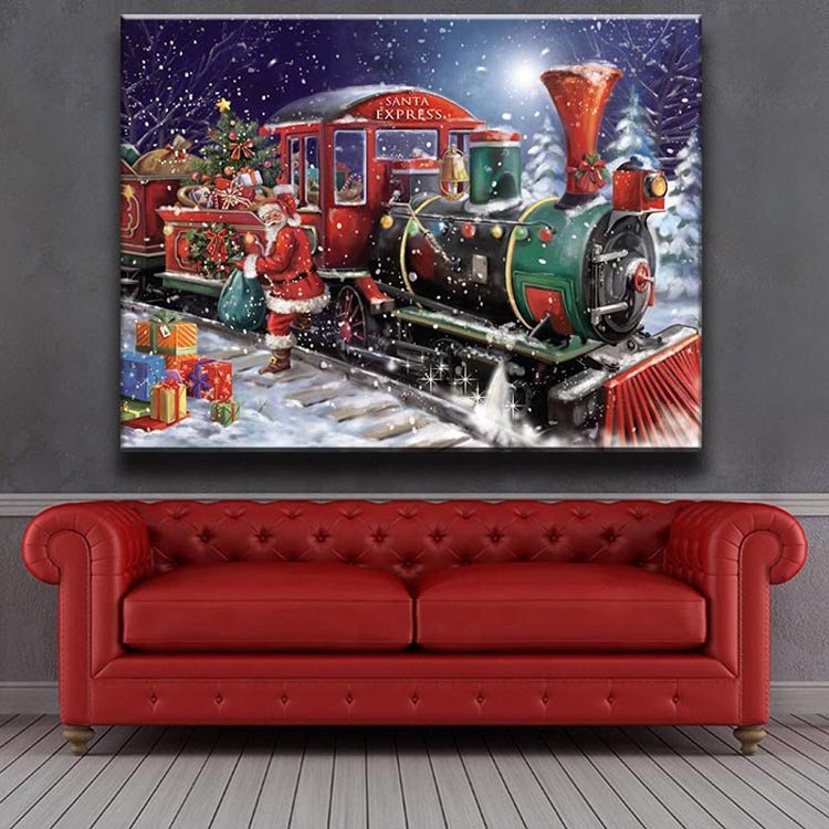 Ever Moment 5D DIY Diamond Painting Christmas Square Rhinestone Santa Claus Train Gift ASF1036