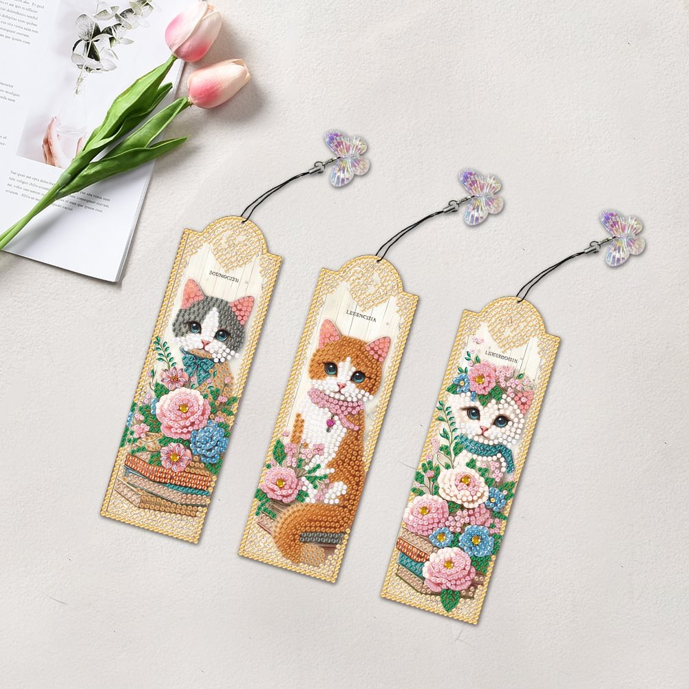 Good Price 3 Pcs set Diy Dot Diamond Painting Cat Creative Bookmarks