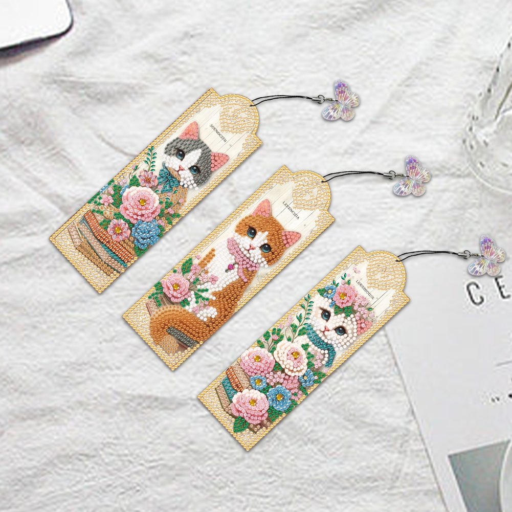 Good Price 3 Pcs set Diy Dot Diamond Painting Cat Creative Bookmarks