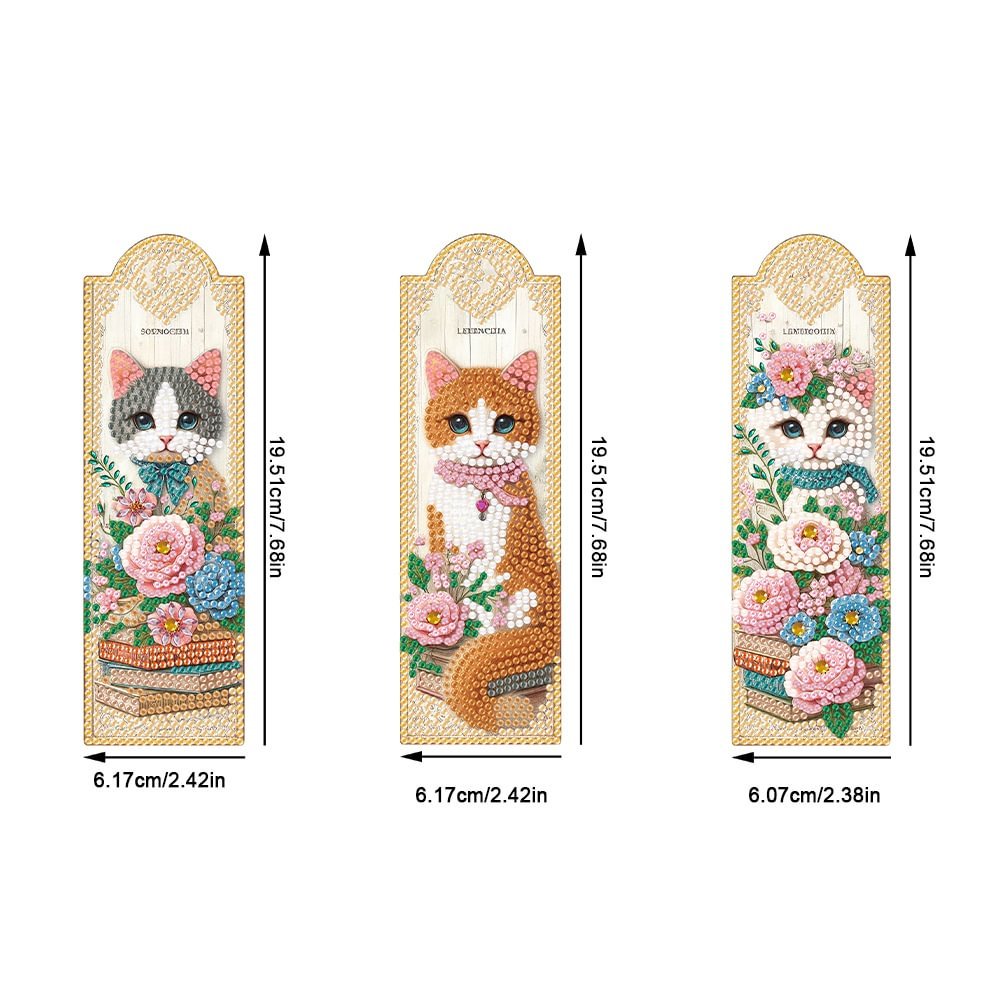 Good Price 3 Pcs set Diy Dot Diamond Painting Cat Creative Bookmarks