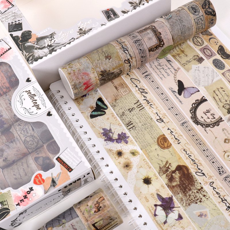 16 Rolls Vintage London Style Washi Tape Set,Journaling Tapes,Scrapbook Tapes,5D Diy Diamond Painting Washi Tape