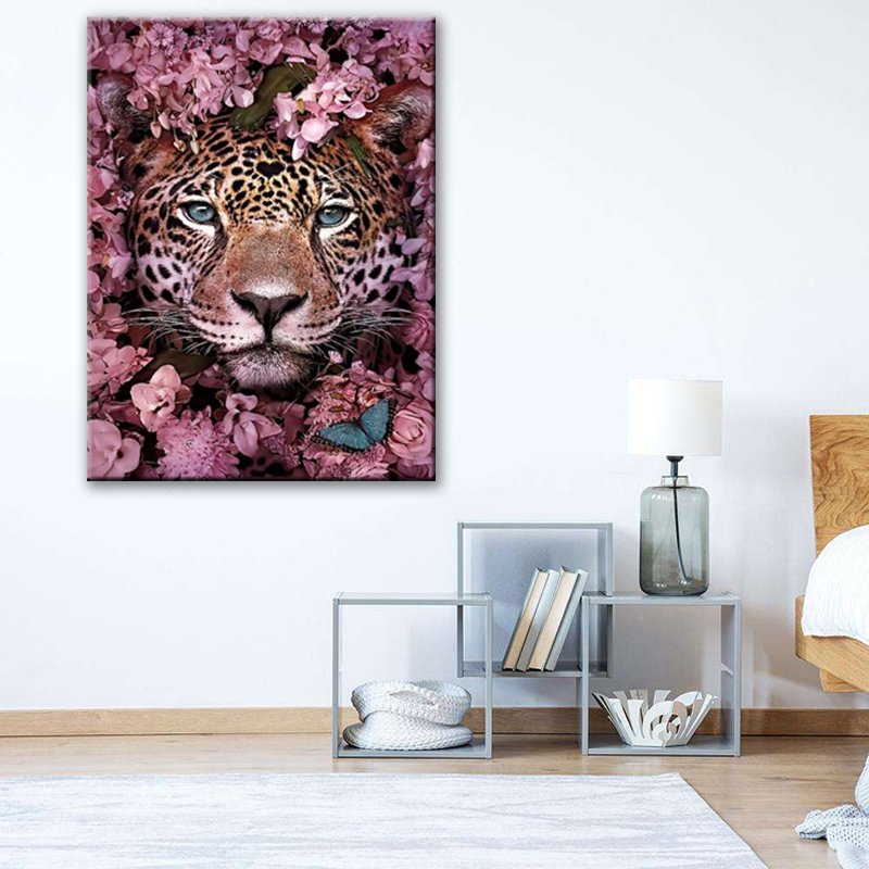 Diamond Painting Custom Resin Animal Pattern Tiger and Flowers Diamond Art Painting 5d Diamond Painting for Beginners Art Crafts