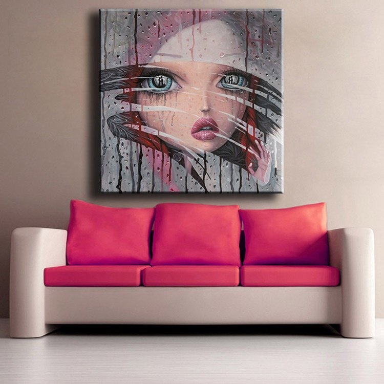 Ever Moment Diamond Painting Handmade Full Square Drill Red Hair Girl Glass Home Decor ASF1730