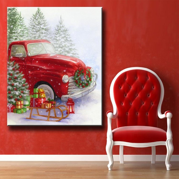 Ever Moment Diamond Painting Red Christmas Car Gifts Full Square Drill Mosaic S2F608