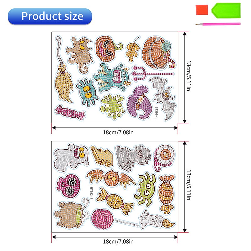 New Diamond Painting Stickers Craft DIY Handmade Funny Halloween Diamond Painting Stickers Kit for Adults Kids