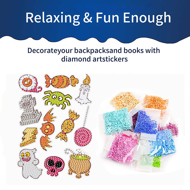 New Diamond Painting Stickers Craft DIY Handmade Funny Halloween Diamond Painting Stickers Kit for Adults Kids