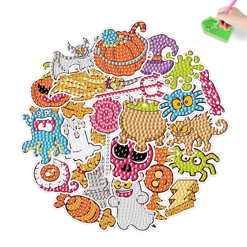 New Diamond Painting Stickers Craft DIY Handmade Funny Halloween Diamond Painting Stickers Kit for Adults Kids