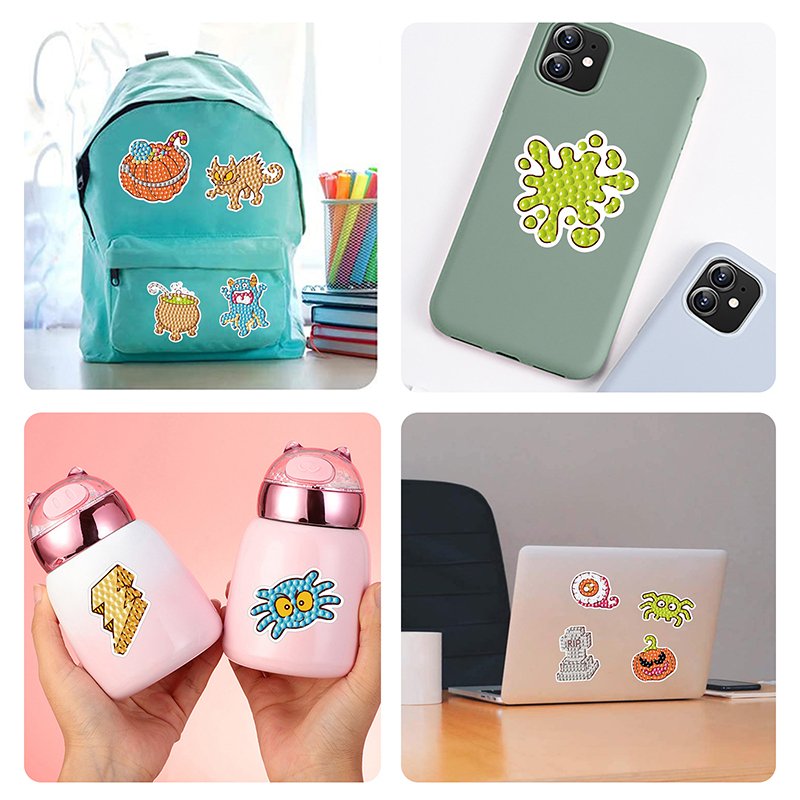 New Diamond Painting Stickers Craft DIY Handmade Funny Halloween Diamond Painting Stickers Kit for Adults Kids