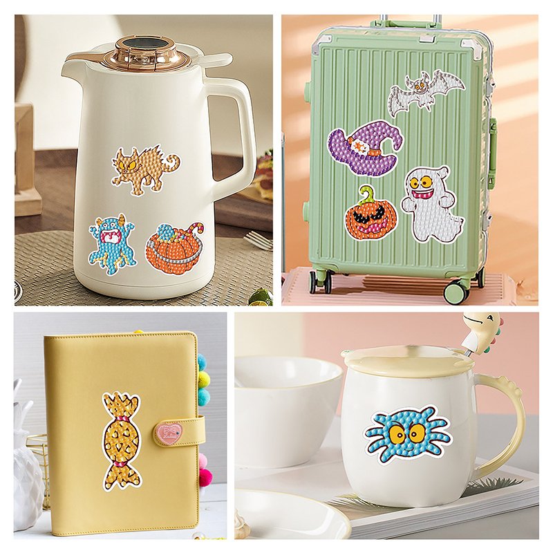 New Diamond Painting Stickers Craft DIY Handmade Funny Halloween Diamond Painting Stickers Kit for Adults Kids