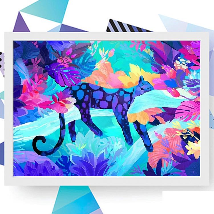 Diamond Painting Embroidery Cross Stitch Room Decoration Colorful Animal Wolf Leopard Cat Fantasy Purple DIY ASF2336