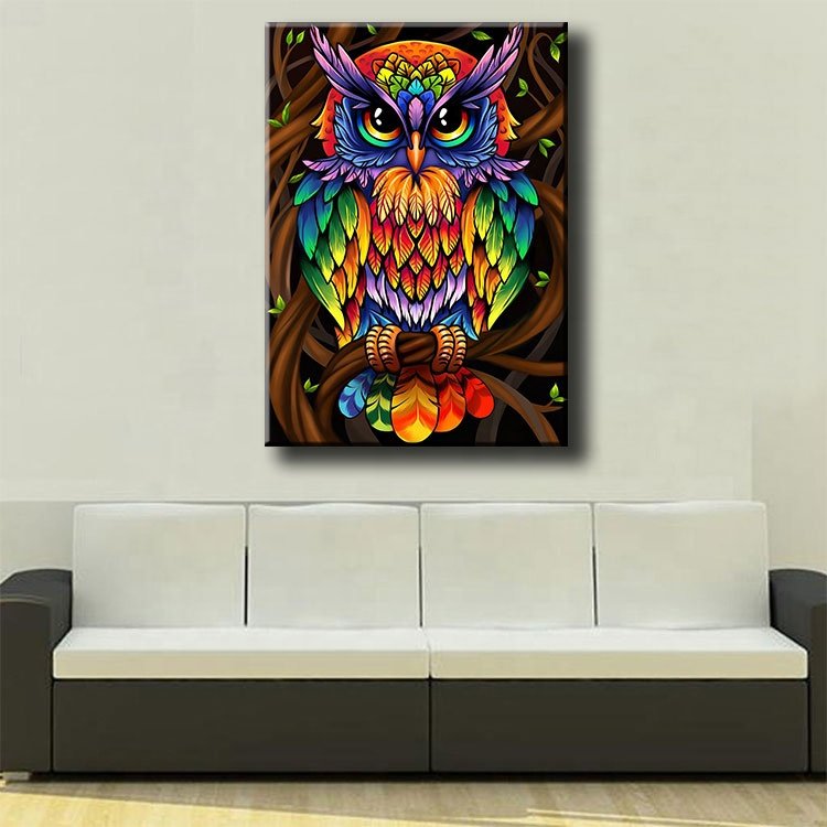 Ever Moment Diamond Mosaic Handmade Colorful Owl Branch 5D DIY 3F1164