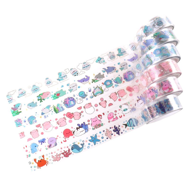 12 Rolls Sea Animal Pattern Washi Tape,PET Washi Tape Masking Decorative Gift Wrapping Paper Tape for DIY Crafts