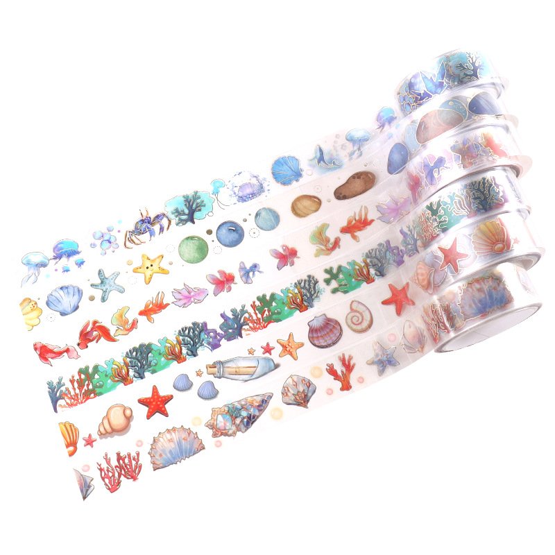 12 Rolls Sea Animal Pattern Washi Tape,PET Washi Tape Masking Decorative Gift Wrapping Paper Tape for DIY Crafts