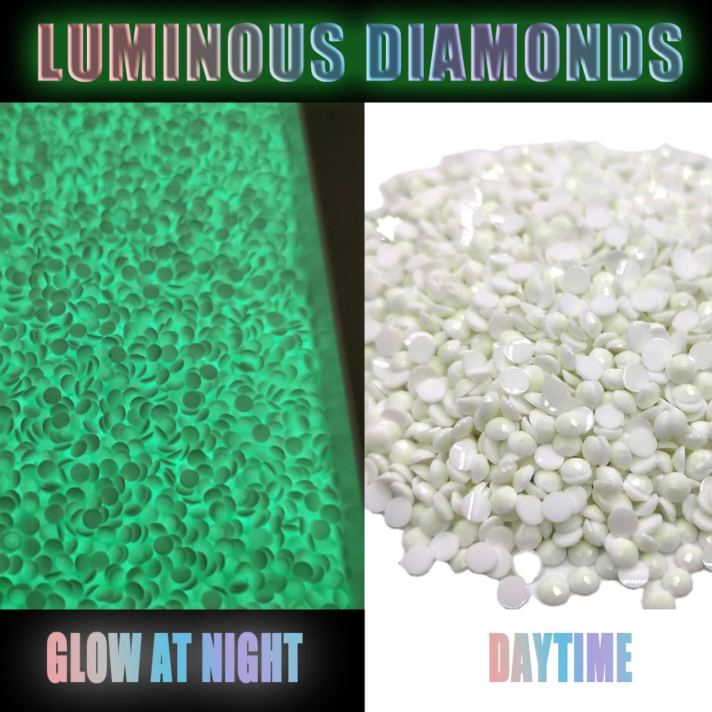 E-034 Wholesale Luminous Drills Round/square Drill New Glow In Dark Color Full Square Round Drills Resin Stone DMC 5200