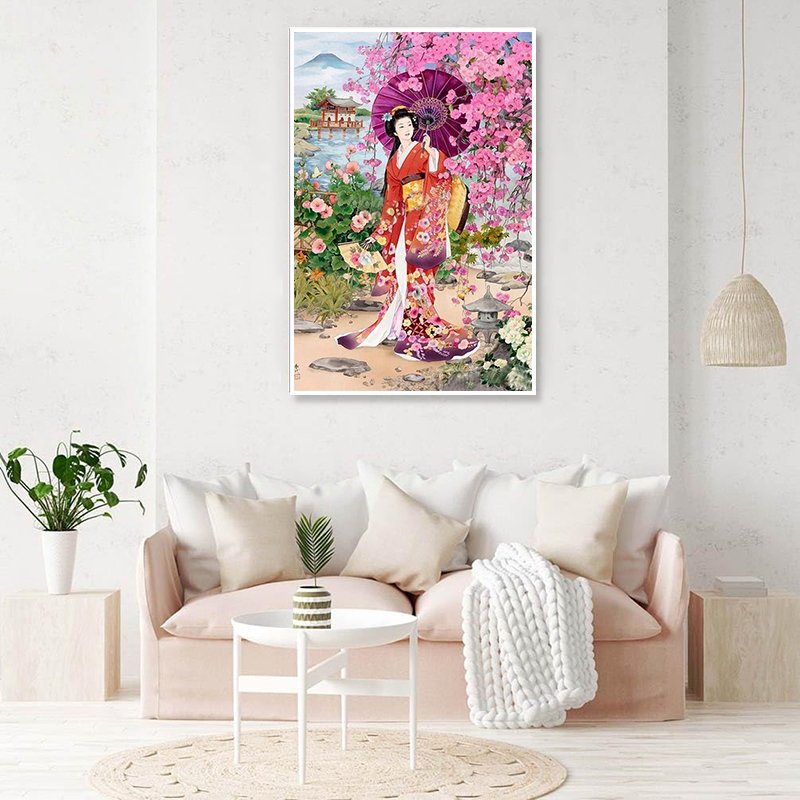 Custom Diamond Painting Woman of Japan Sakura Scenery Full Drill 5d DIY Diamond Painting Kit