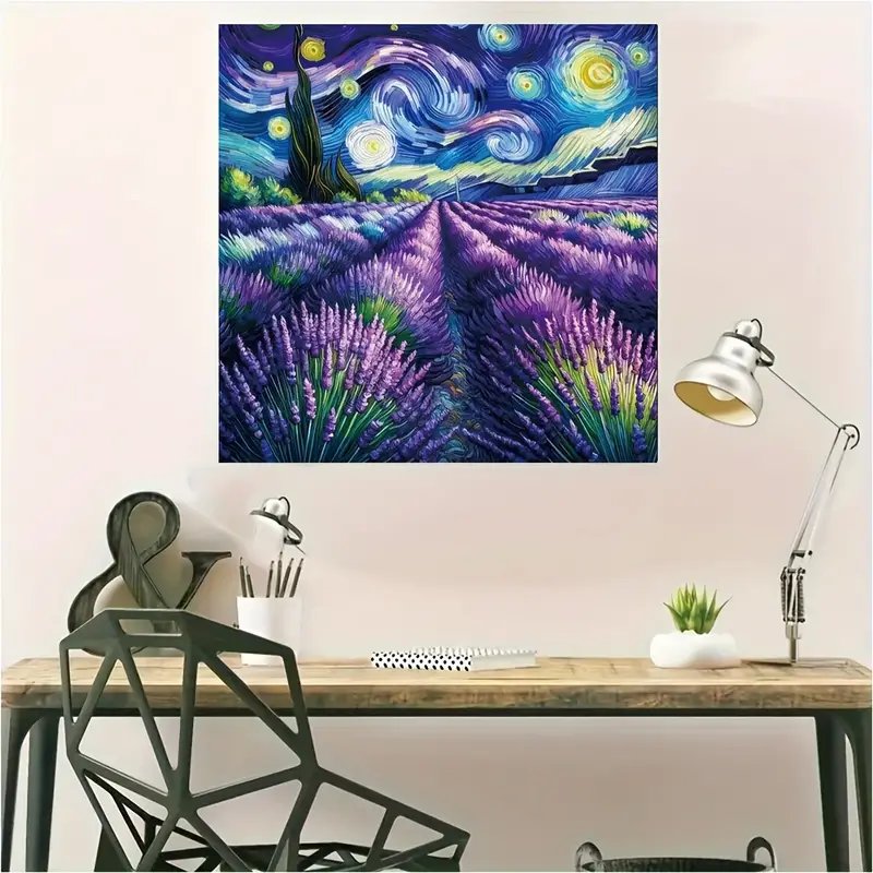 Starry Night 5D DIY Diamond Painting Kit for Adults Beginner-Friendly Gem Art Digital Printed Portrait Home Wall Decor Gifts