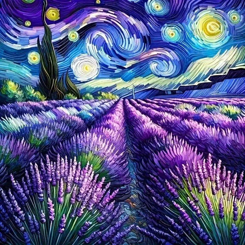 Starry Night 5D DIY Diamond Painting Kit for Adults Beginner-Friendly Gem Art Digital Printed Portrait Home Wall Decor Gifts