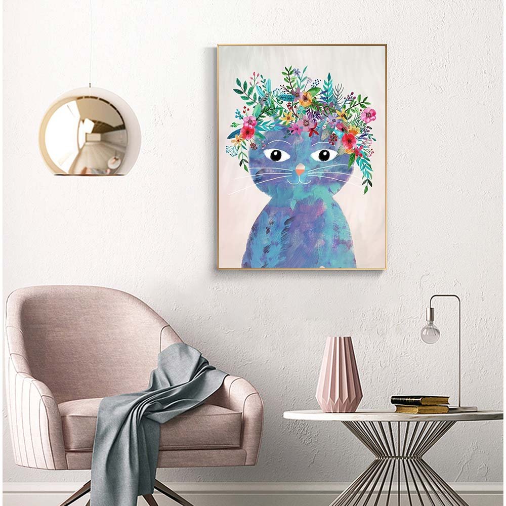 DIY 5D Diamond Painting Set 1pc 30*40cm Self-Designed Colorful Painted Cat Full Drill for Wall Decoration