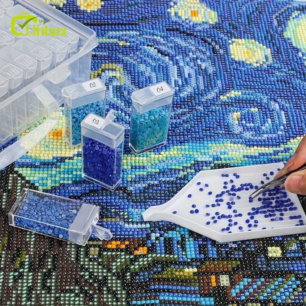 124 Slots Plastic Storage Box DIY Diamond Painting Beads Charms Jewelry Accessories Organizer Box Square Plastic Storage Box
