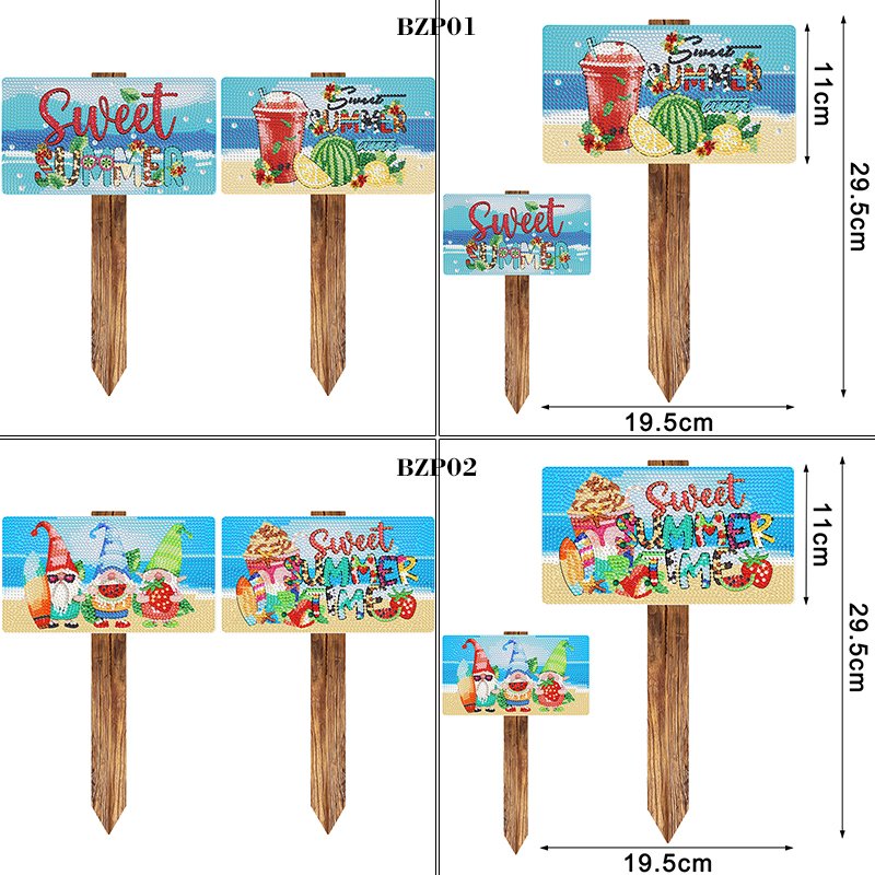 Diamond Painting Sign Plate DIY Summer Beach Parent-child Activities PVC Stake Sign Handmade Paste Diamond Crafts Wholesale