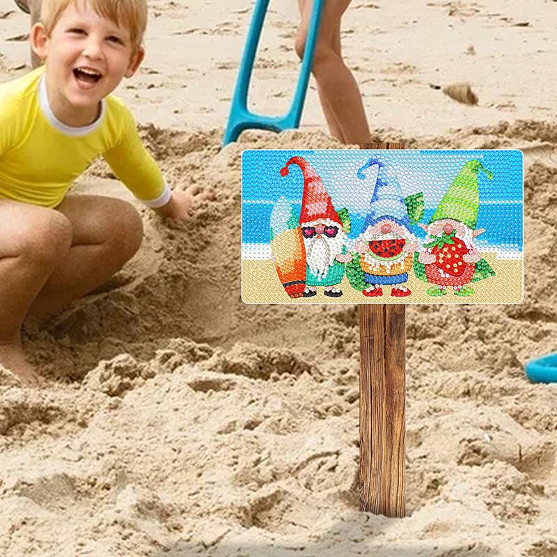 Diamond Painting Sign Plate DIY Summer Beach Parent-child Activities PVC Stake Sign Handmade Paste Diamond Crafts Wholesale