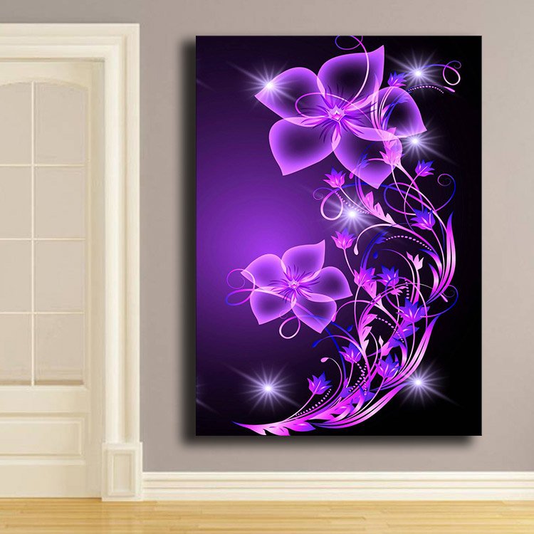 Ever Moment Diamond Painting Butterfly Flowers Purple Fantasy DIY Rhinestone Picture Kits AB Drill Kits Art Canvas S2F2748