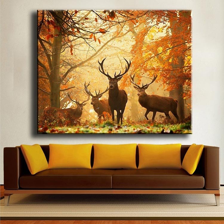 Ever Moment Diamond Painting Autumn Forest Animal Deer Antlers Scene Nature DIY Home Decoration S2F205