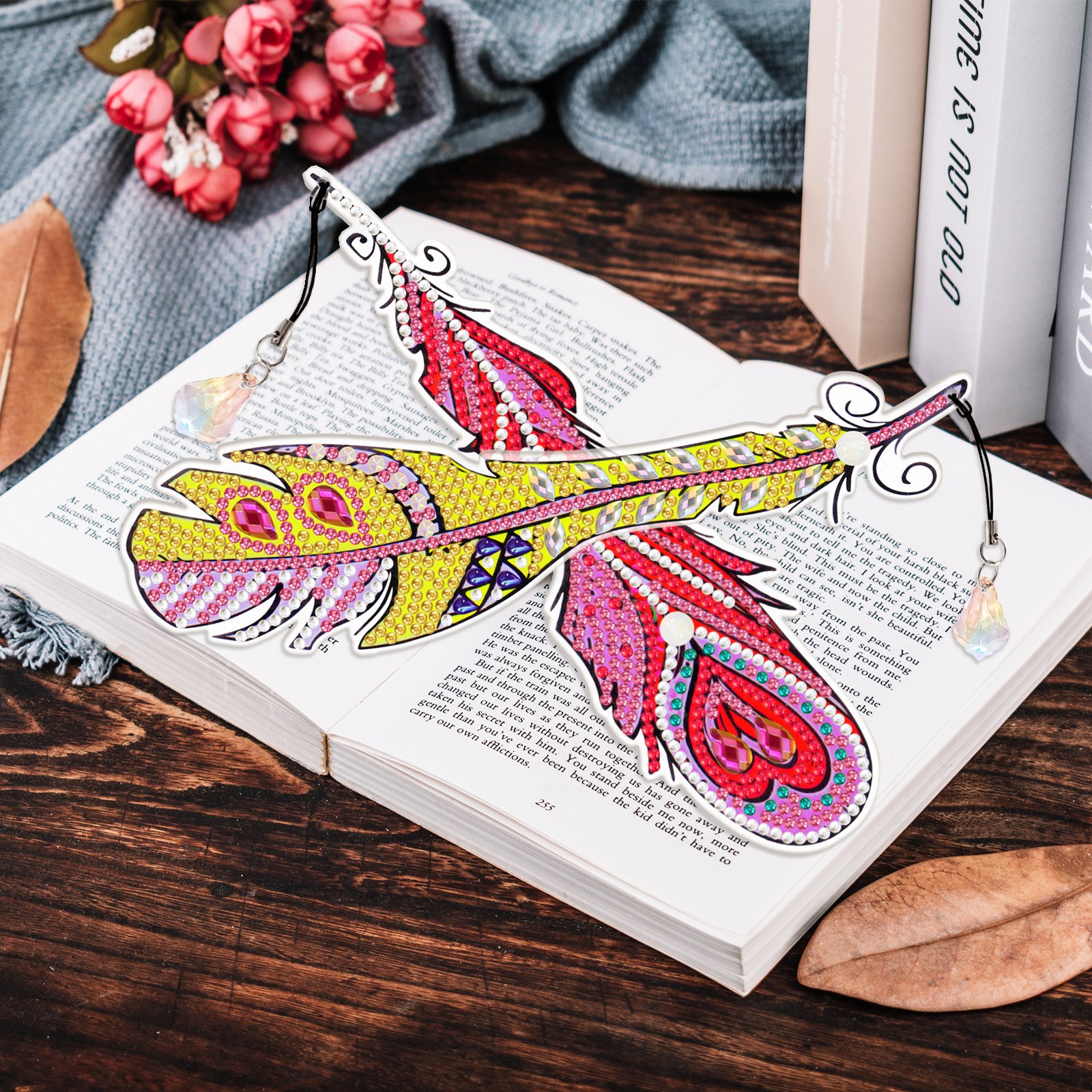 2024 New Design Handmade Crystal Crafts 6 PCS 5D Diy Diamond Painting Feather Bookmark For Gifts