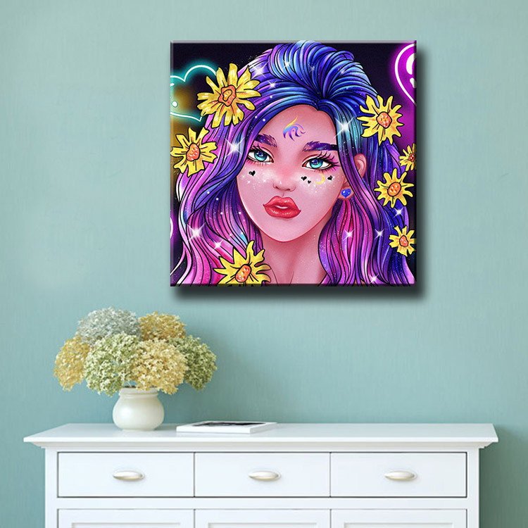 Ever Moment Diamond Painting Full Square Resin Drill Handmade Embroidery Crystal Rhinestone Colorful Girl Floral Mosaic S2F2721