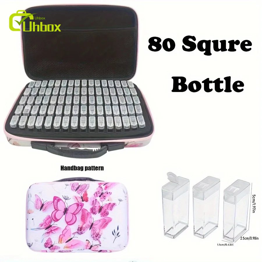 DIY Diamond Painting Storage Box with Carry Zipper 54 Bottles Capacity Plastic Accessory Organizer for Embroidery & Painting