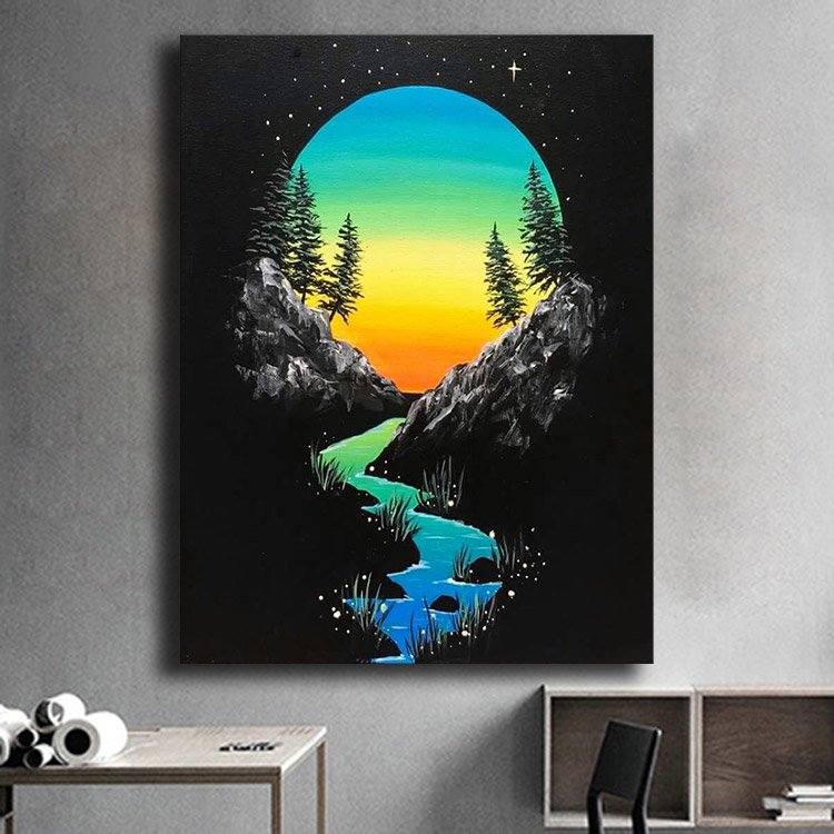 Ever Moment 3d DIY Diamond Painting Scenic Moon Tree Night Canvas Picture 40*50 Drawing Sets Hobby Craft Bedroom Decor 3F2638