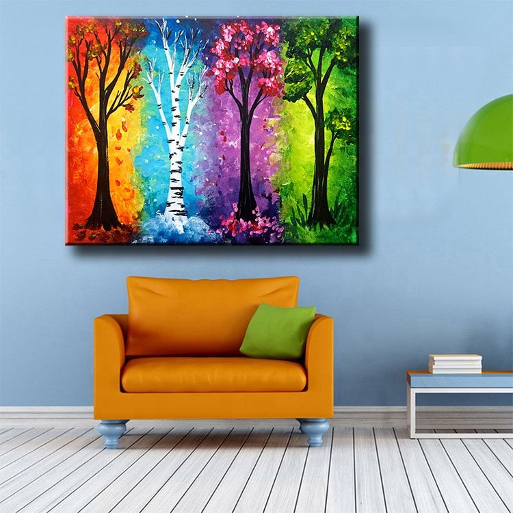 Ever Moment 5D DIY Full Square Diamond Mosaic Red Blue Purple Green Tree Art Decoration 3F1249
