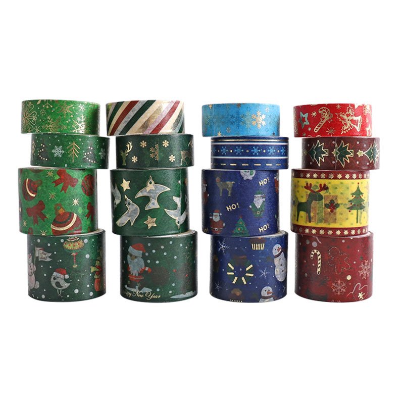 16 Rolls Christmas Gold Foil Washi Tape Set,Decorative Adhesive Tape for Scrapbook,Arts & Crafts,Journals,and Planners