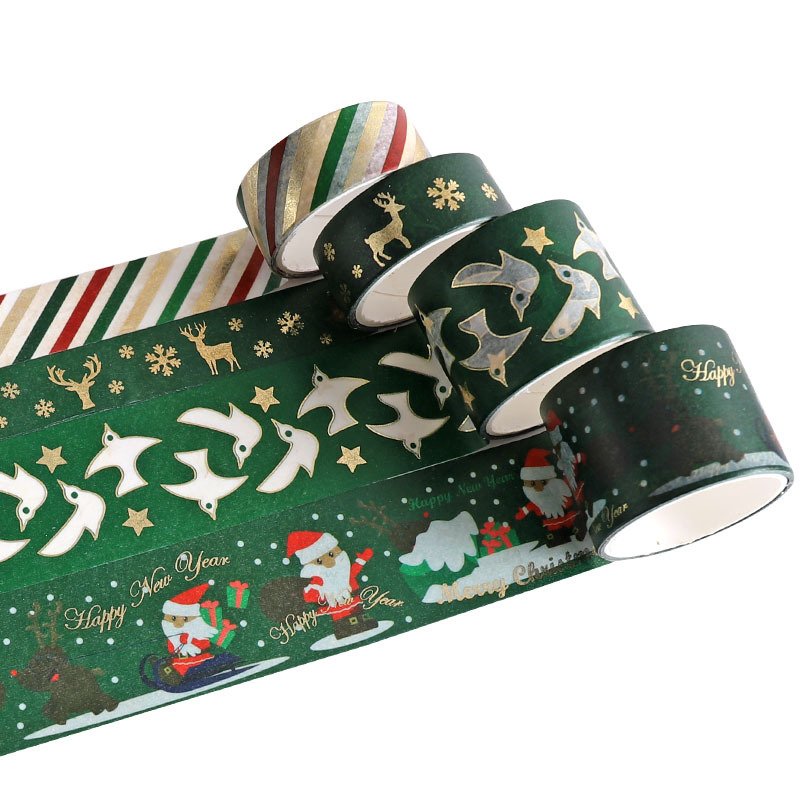 16 Rolls Christmas Gold Foil Washi Tape Set,Decorative Adhesive Tape for Scrapbook,Arts & Crafts,Journals,and Planners