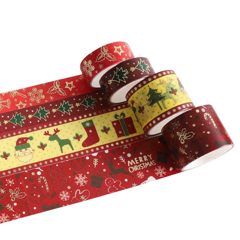 16 Rolls Christmas Gold Foil Washi Tape Set,Decorative Adhesive Tape for Scrapbook,Arts & Crafts,Journals,and Planners