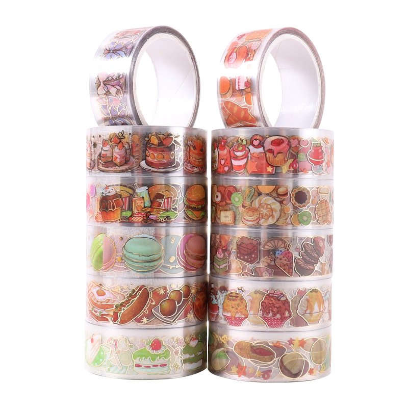 12 Rolls Pet Sweet Decorative Tape Cake Food Pattern Washi Tape Set for Diy Diamond Painting,Journaling,Scrapbooking