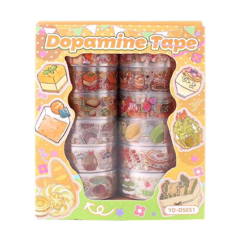12 Rolls Pet Sweet Decorative Tape Cake Food Pattern Washi Tape Set for Diy Diamond Painting,Journaling,Scrapbooking