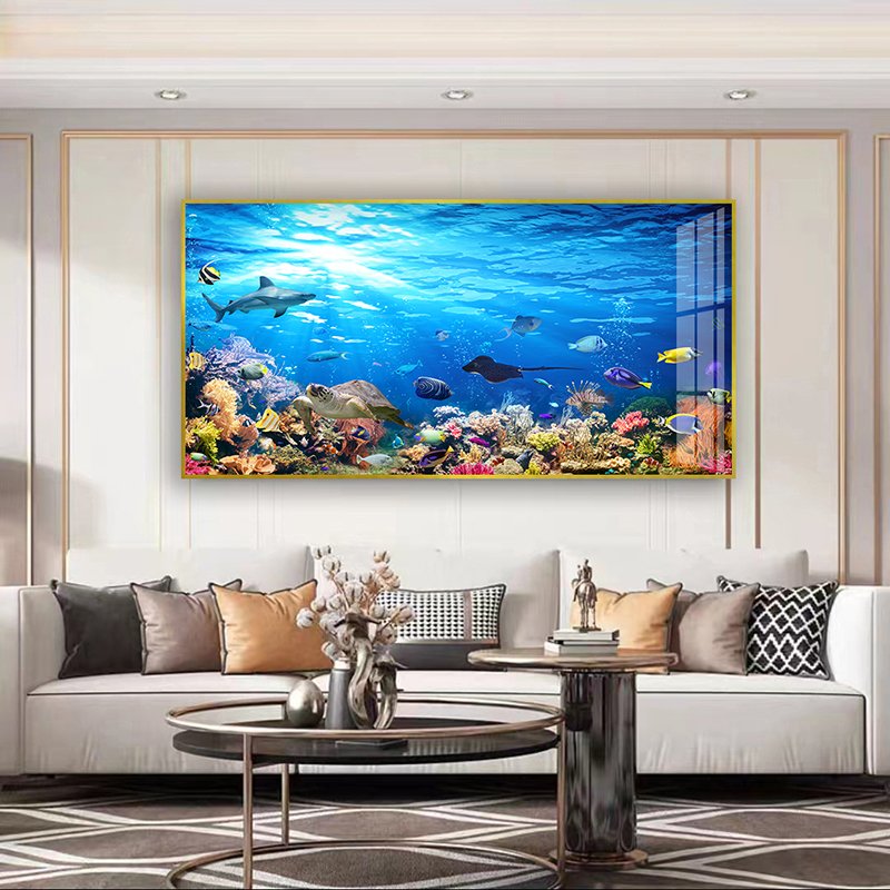 Living room decoration painting background wall hanging painting modern minimalist and high-end gray white flower combination