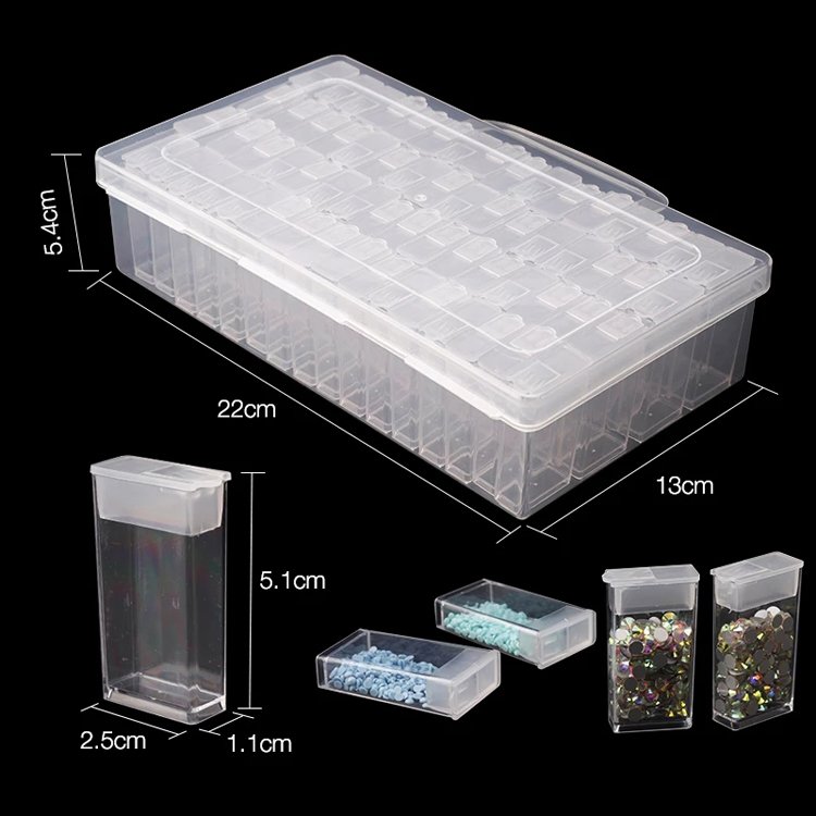 64 Grid Plastic Storage Box Diamond Painting Accessories Tools Container Box Sets Diamond Painting Jewelry Diamond Storage