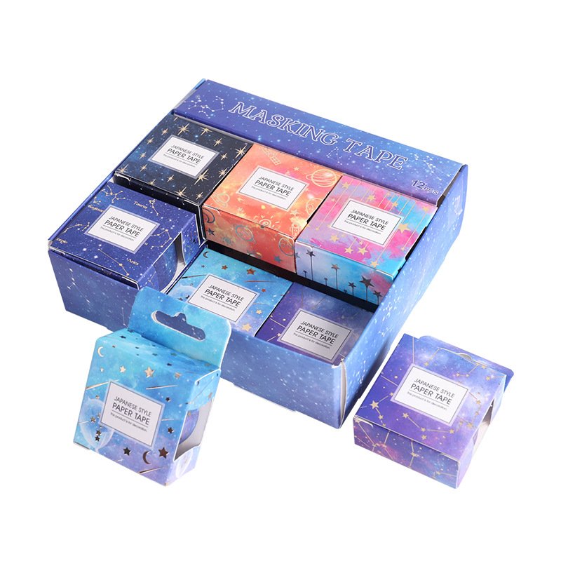 Starry Sky Space 6 Rolls Washi Masking Tape Set Decorative Writable Craft Tape for DIY Scrapbook Designs