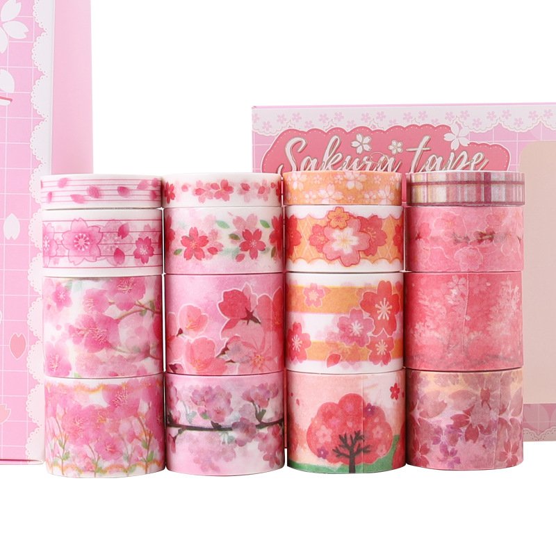 16 Rolls Sakura Flower Washi Tape for Journaling,Scrapbooking and DIY Decor