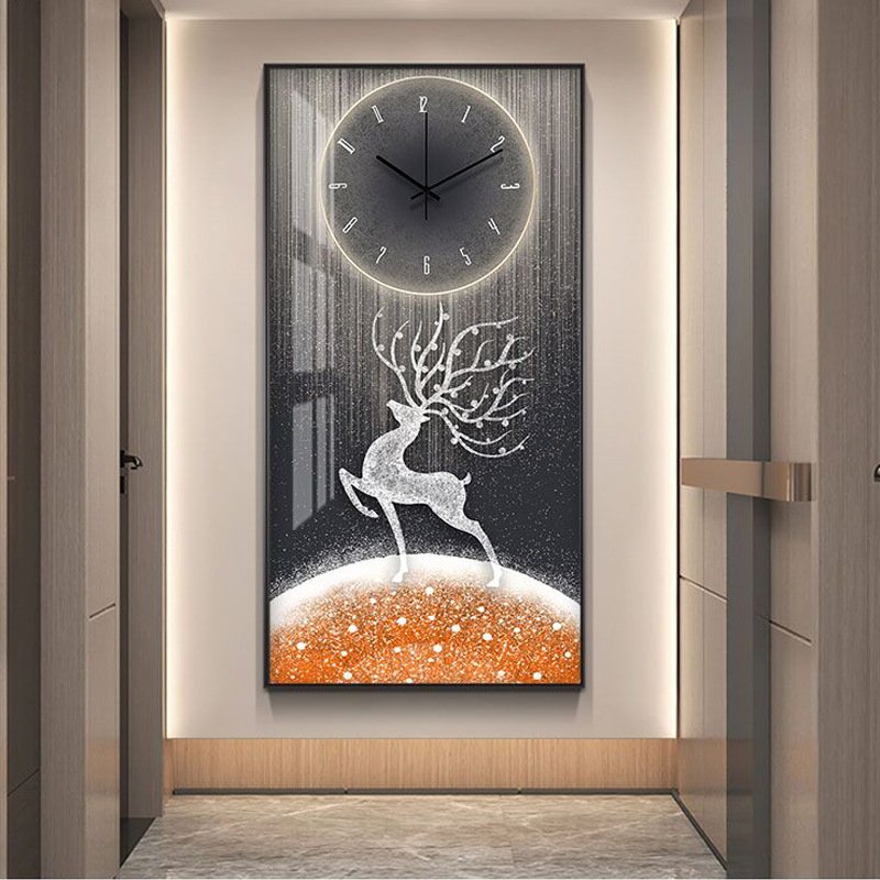 Low price wholesale inlaid diamond light luxury modern frame decorative painting crystal porcelain wall art clock