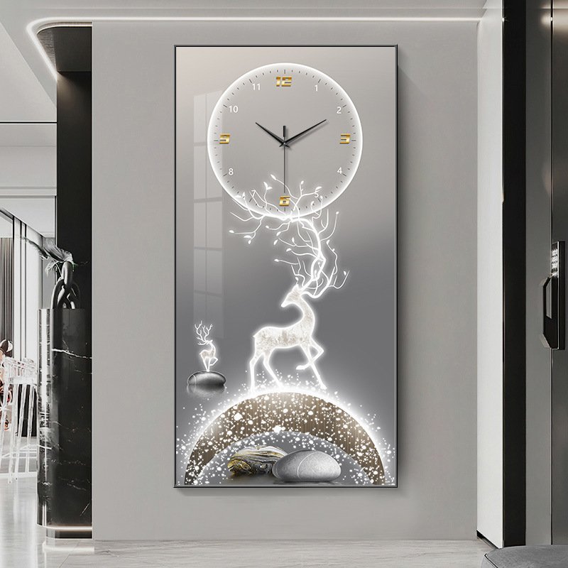 Low price wholesale inlaid diamond light luxury modern frame decorative painting crystal porcelain wall art clock