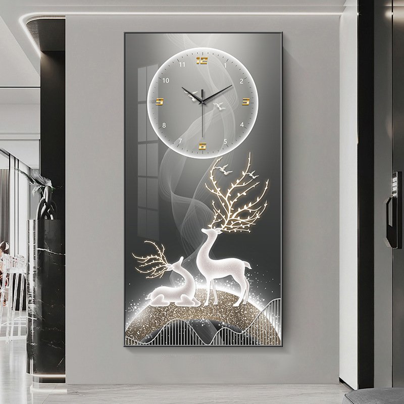 Low price wholesale inlaid diamond light luxury modern frame decorative painting crystal porcelain wall art clock