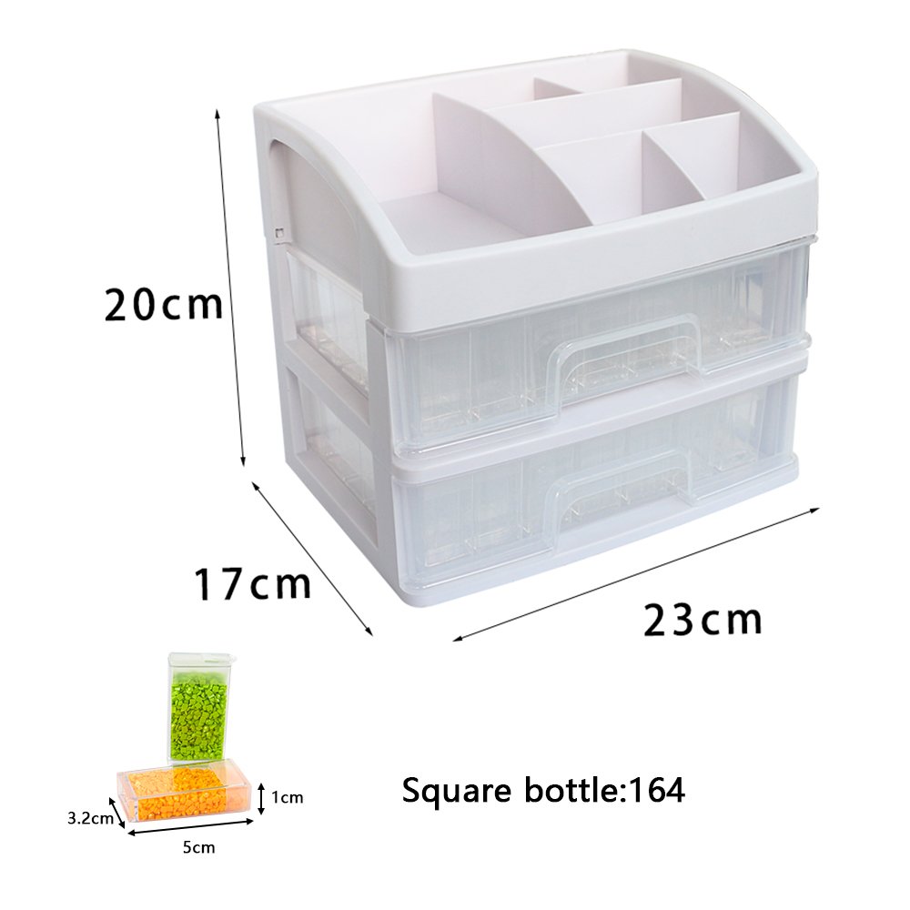 Wholesale Diamond Painting Storage Box Drawer Plastic Box 2 Layer Multifunctional Diamonds Storage Box with 164 Bottles
