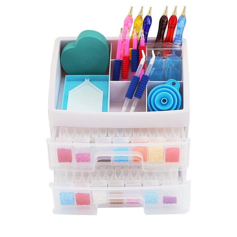 Wholesale Diamond Painting Storage Box Drawer Plastic Box 2 Layer Multifunctional Diamonds Storage Box with 164 Bottles