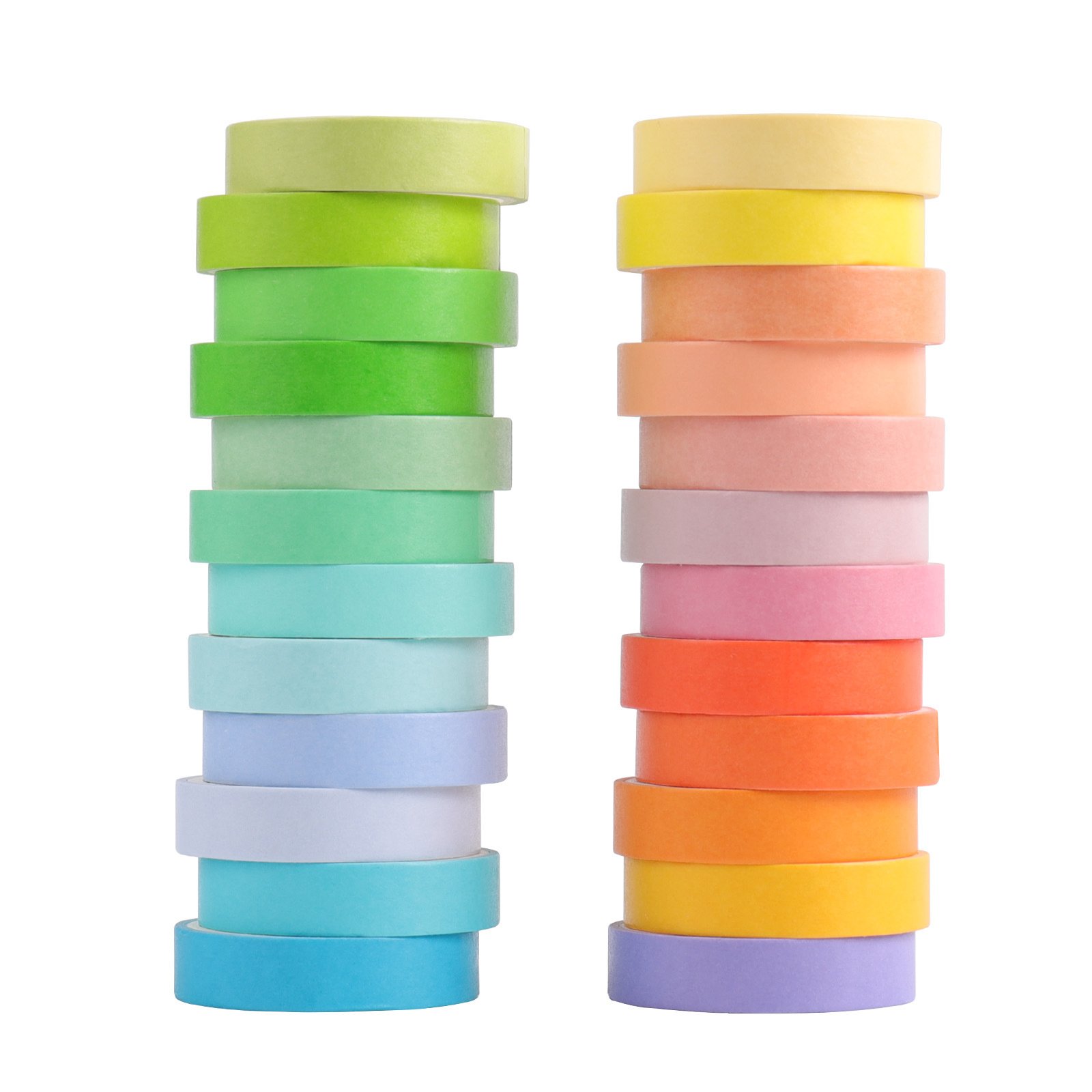 24 Rolls Macaron Color Washi Tape Set,Decorative Masking DIY Plain Washi Tapes for Children and Gifts Warpping